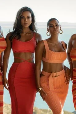 Peach Nikole Ribbed Skirt Set -Lady Clothing Store SUMMER4 44 b3340fc0 2282 4b8a 8c1f 0528244a5778