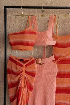 Peach Nikole Ribbed Skirt Set -Lady Clothing Store SUMMER4 53 87f3b39e f503 4eb9 88b6 a5942695043e