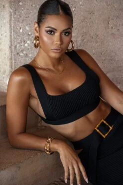 Black Nikole Ribbed Skirt Set -Lady Clothing Store SUMMER4 59