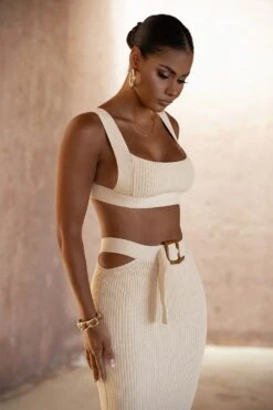 Ivory Nikole Ribbed Skirt Set -Lady Clothing Store SUMMER4 7