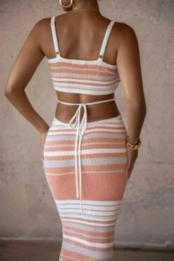 Peach Cutting Ties Skirt Set -Lady Clothing Store SUMMER4 PRODUCT 42
