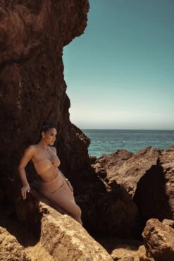 Camel Lana Smocked Skirt Set -Lady Clothing Store SUMMER5 PART1 95