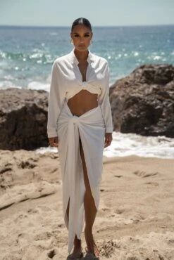 White Saylor Linen Sarong 18 White Saylor Linen Sarong -Lady Clothing Store SUMMER5 PART2 82