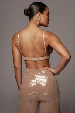 Tan Zinnia Sequin Bralette -Lady Clothing Store VDAY2021 PRODUCT 192