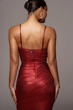 Red Rubi Cowl Neck Cocktail Dress -Lady Clothing Store VDAY2021 PRODUCT 77