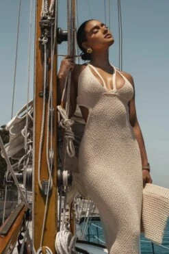 Buttercream Serenity Cutout Midi Dress -Lady Clothing Store YACHTCLUB 73