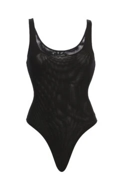 Noir Mesh Essentials Tank Bodysuit Undergarment -Lady Clothing Store blackmeshtank